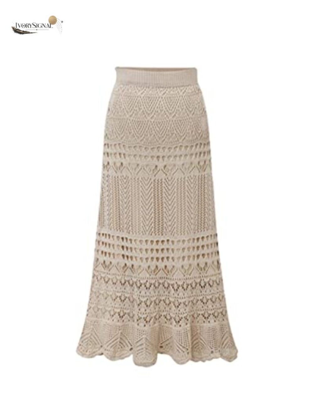 Crochet Hollow Out Knit Flowy Lace Maxi Skirt